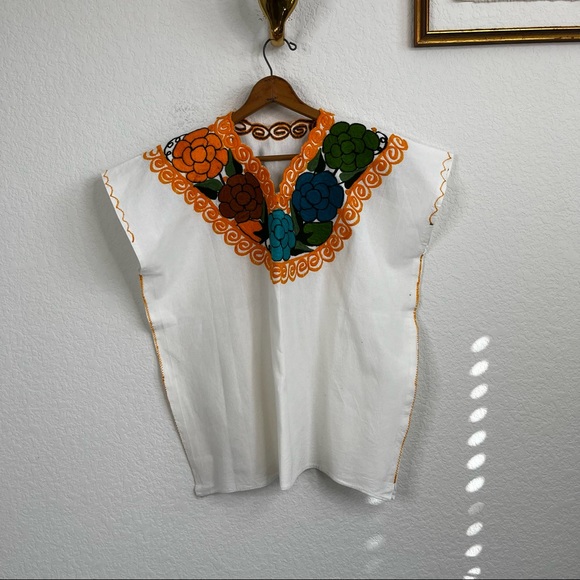 Costume Baldor Mexican Embroidered Tunic Floral Em - Picture 5 of 6